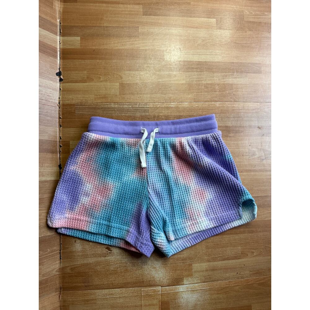 Iscream tie dye thermal waffle pull on athletic comfy shorts size 10/12